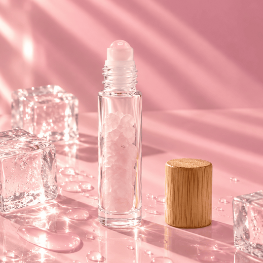Edelstein-Rollerflasche aus Rosenquarz