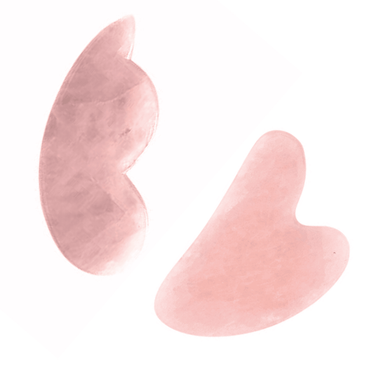 Rosenquarz Gua Sha in Herz- und Kürbisform – Naturstein Set für Wellness und Schönheitspflege
