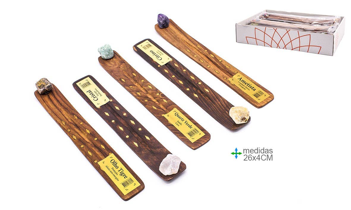 Räucherstäbchenhalter Holz & Edelstein