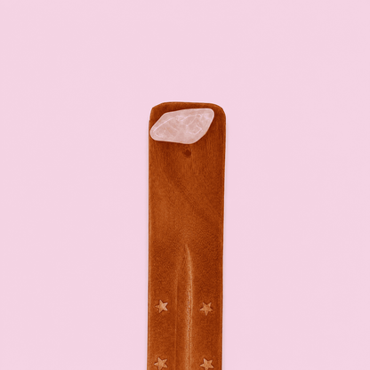 Räucherstäbchenhalter Holz & Edelstein poliert