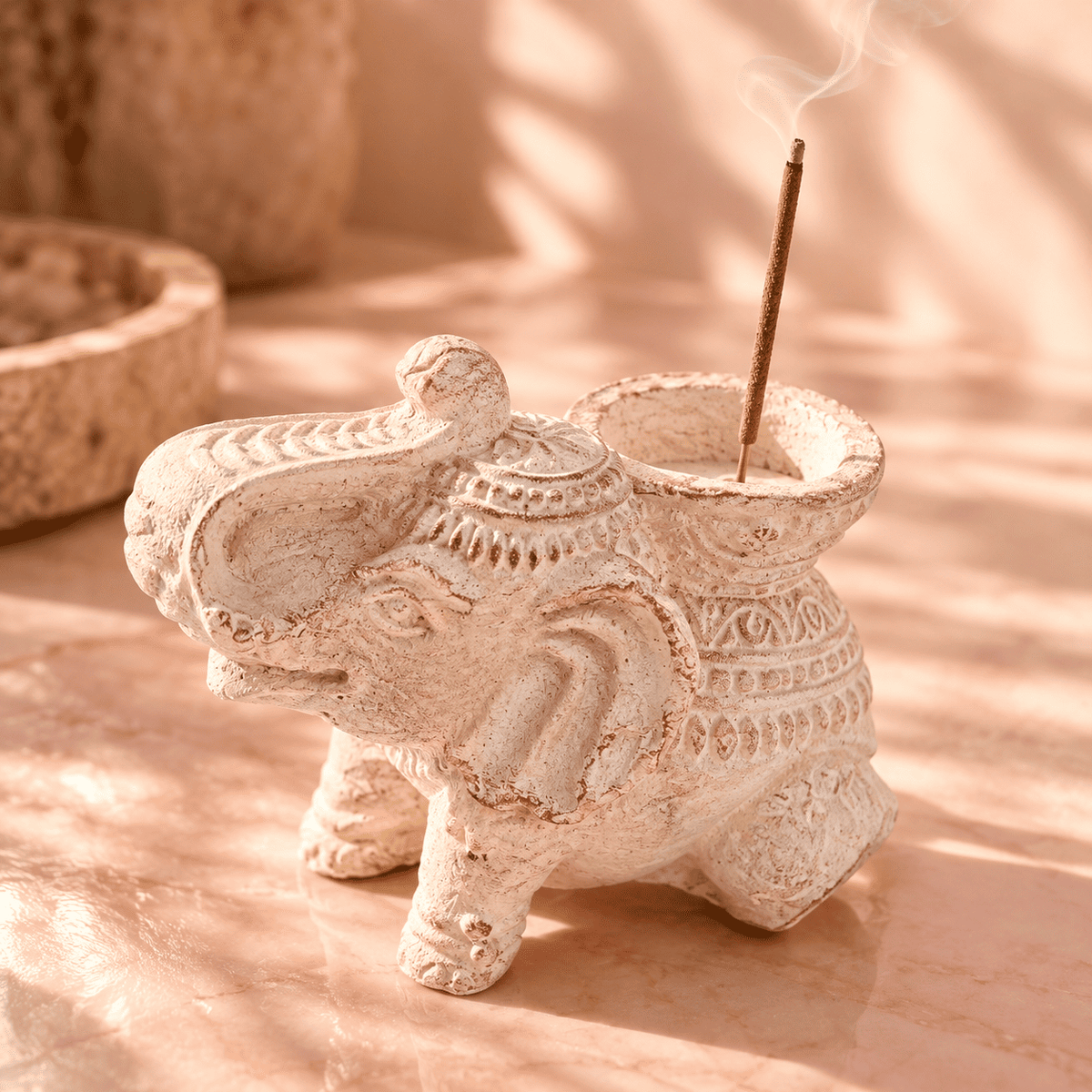 Räucherstäbchenhalter Elefant Creme