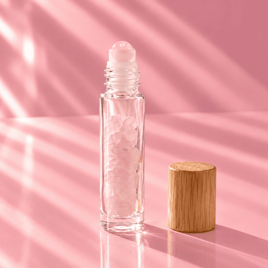 Edelstein-Rollerflasche aus Rosenquarz