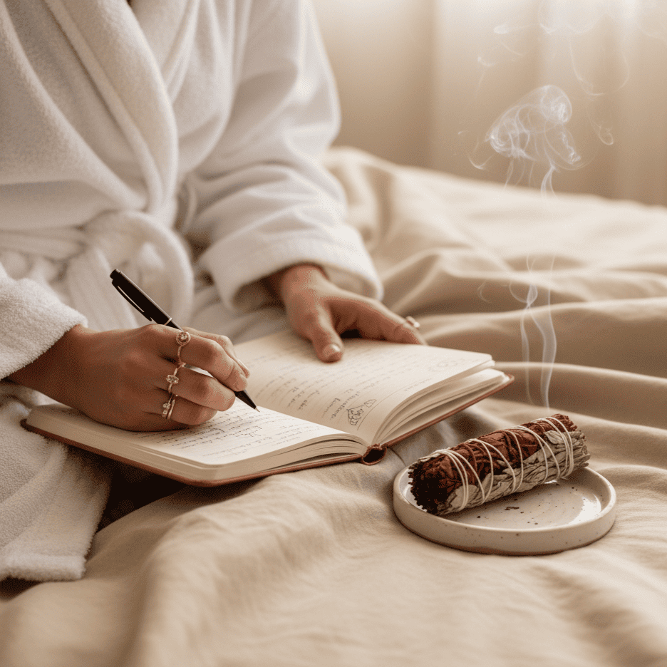 Räucherbündel mit Salbei und Drachenblut beim Räuchern für Klarheit, Schutz und bewusste Rituale
